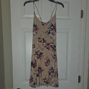 Charming Charlie Floral Mini Dress - Cream and Pink